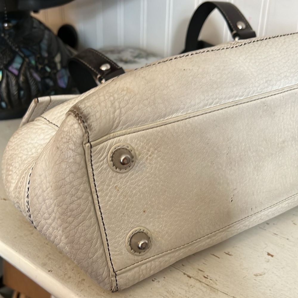 Coach Hamilton pebbled leather satchel white espresso brown - Picture 6 of 9